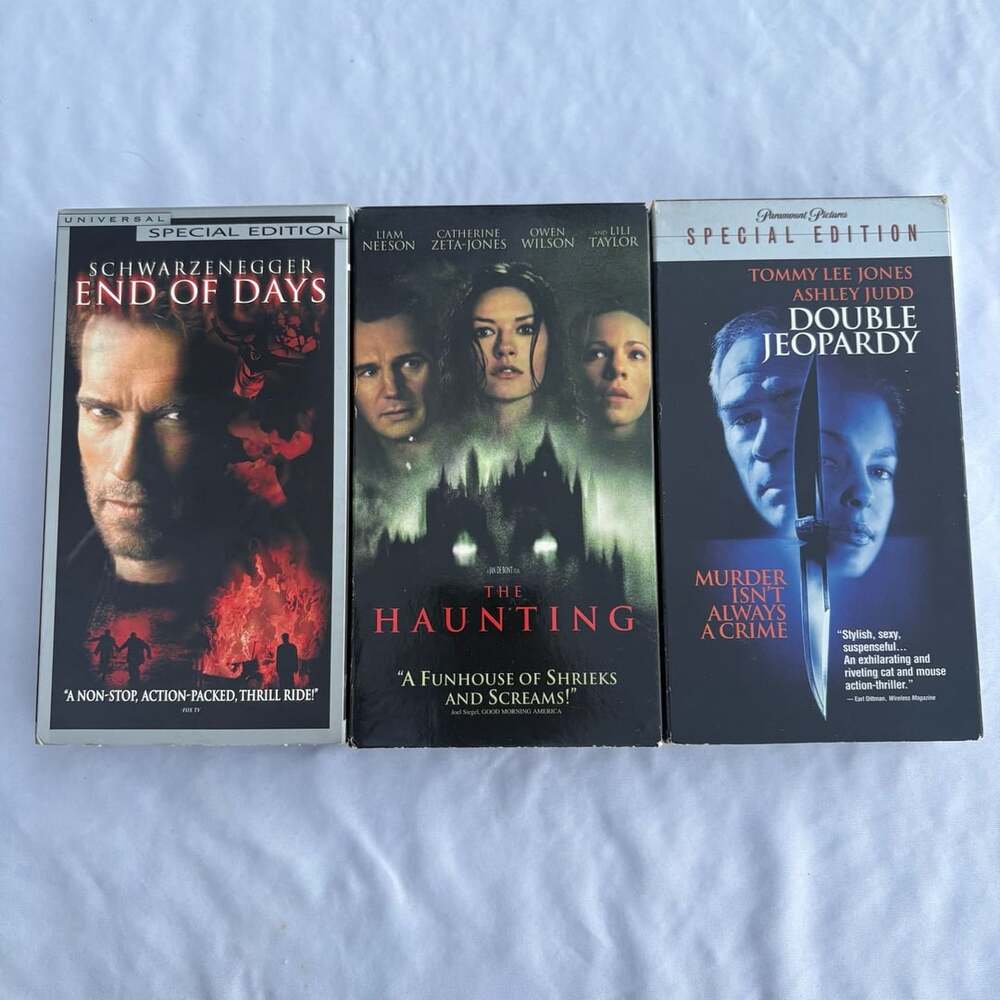Lot of 3 Thriller VHS Tapes: End of Days, The Haunting, Double Jeopardy